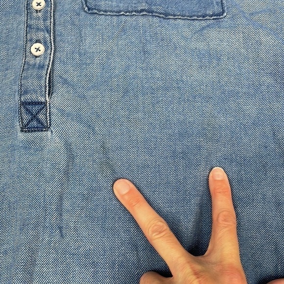 Anthropologie Pilcro Flounced Tunic Dress Chambray Denim Cotton Blue Sz L - Picture 10 of 16